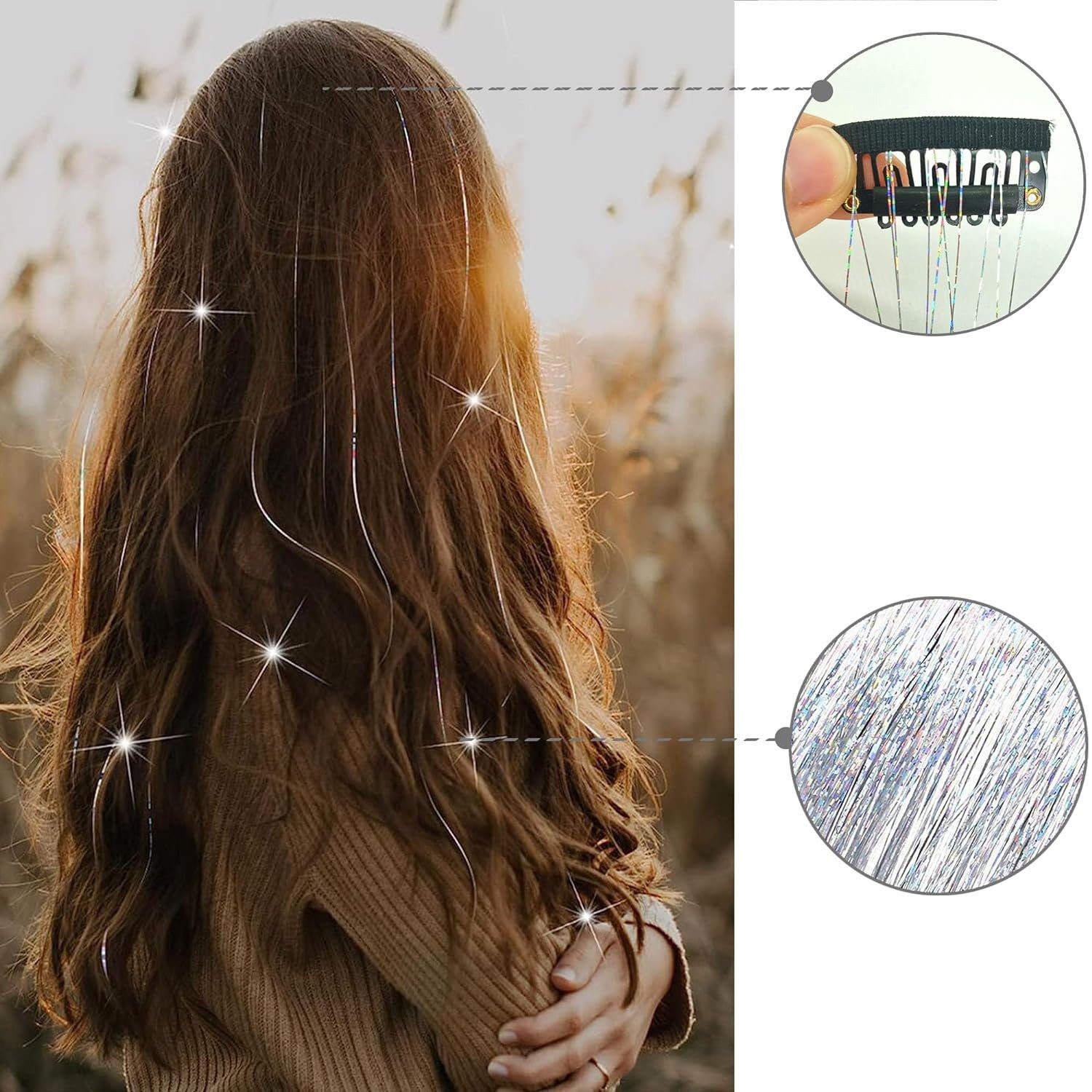 Zeaicos Anhänger 4pcs kette für haare haarketten glitzer haar ketten Quaste Haarspangen