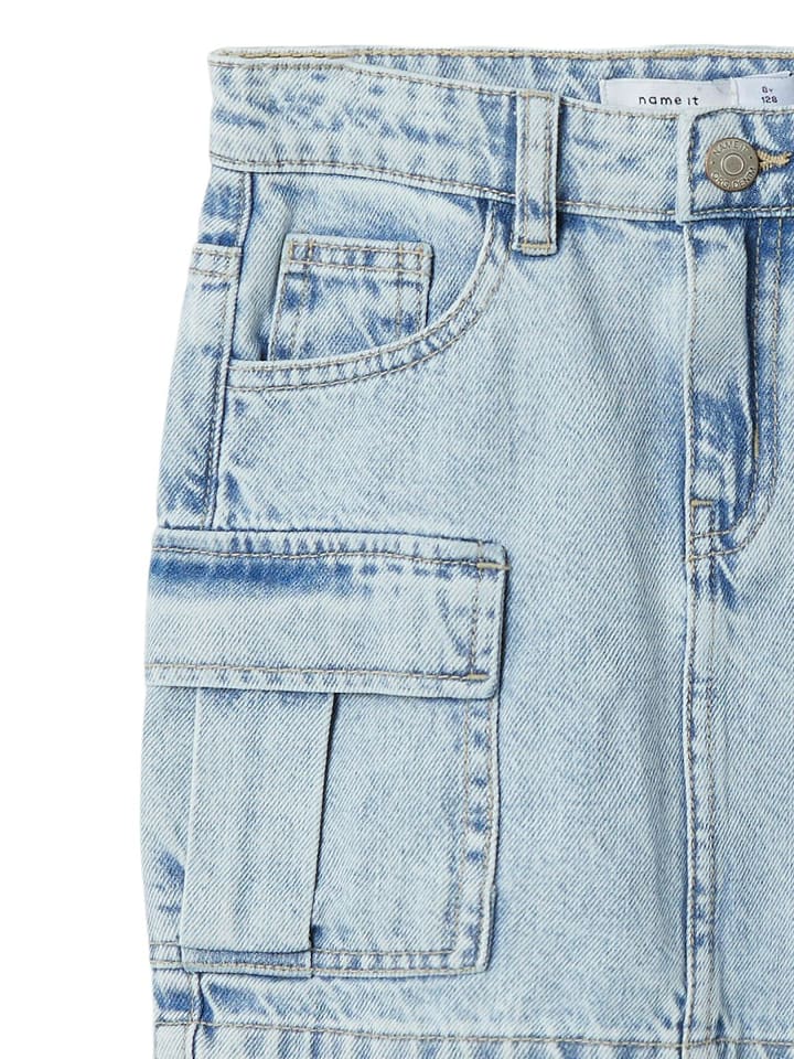 name it Denim Jeansrock mit großen Cargo Taschen in Blau günstig kaufen