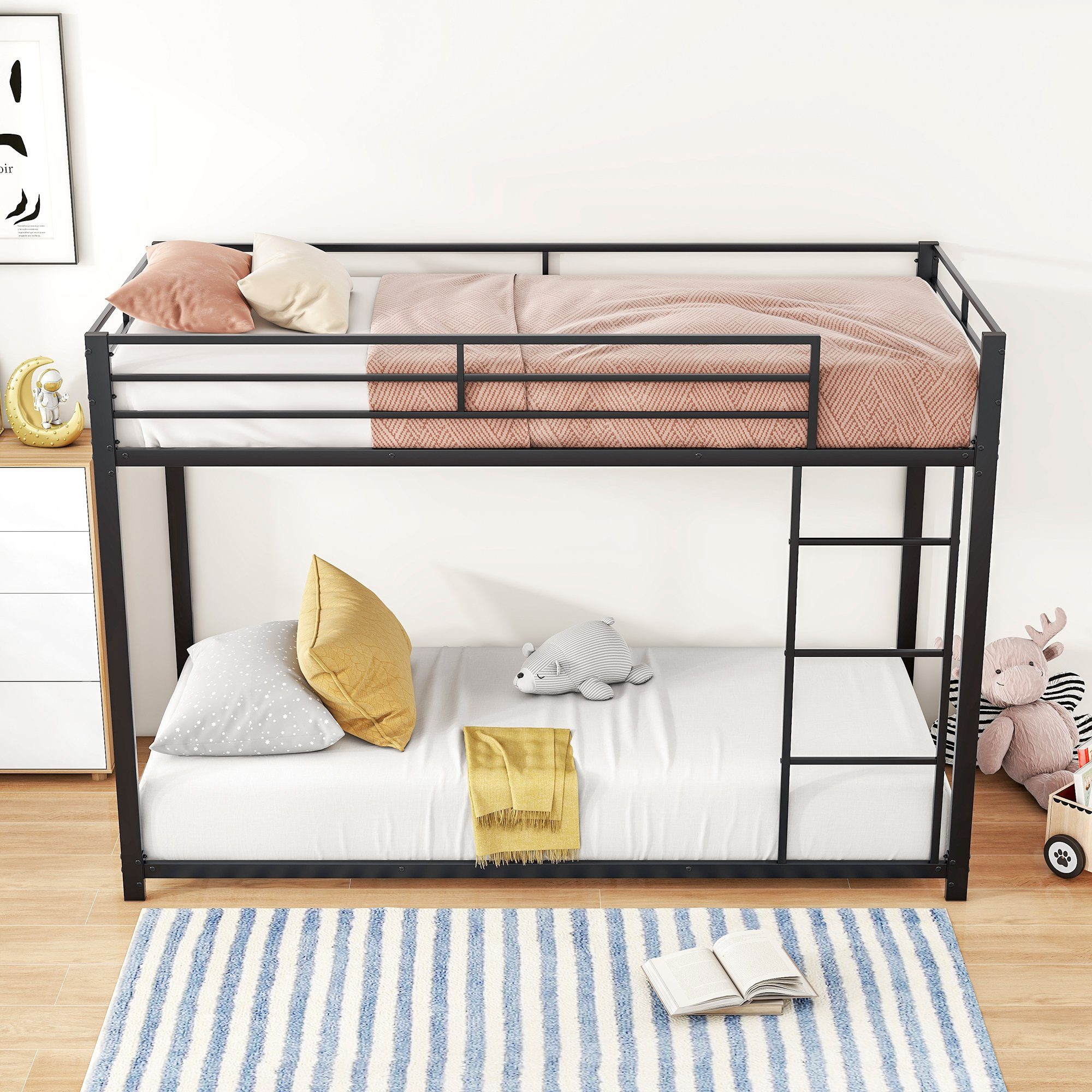 REDOM Etagenbett Bett Funktionsbett Kinderbetten Eisenbetten (Eisenetagenbetten in klassischer Form 90x200 cm), ohne Matratze
