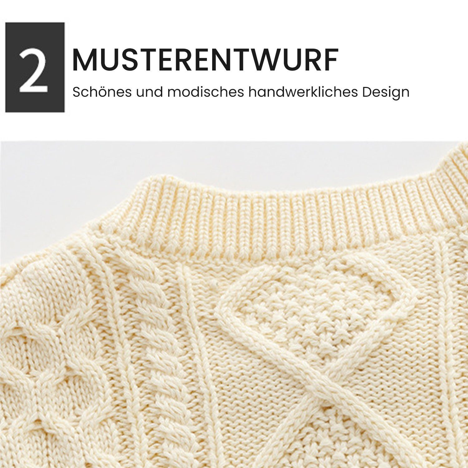 TOPMELON Strickjacke Häkelpullover Kleinkind-Zopfmuster Pullover Sweatshirt