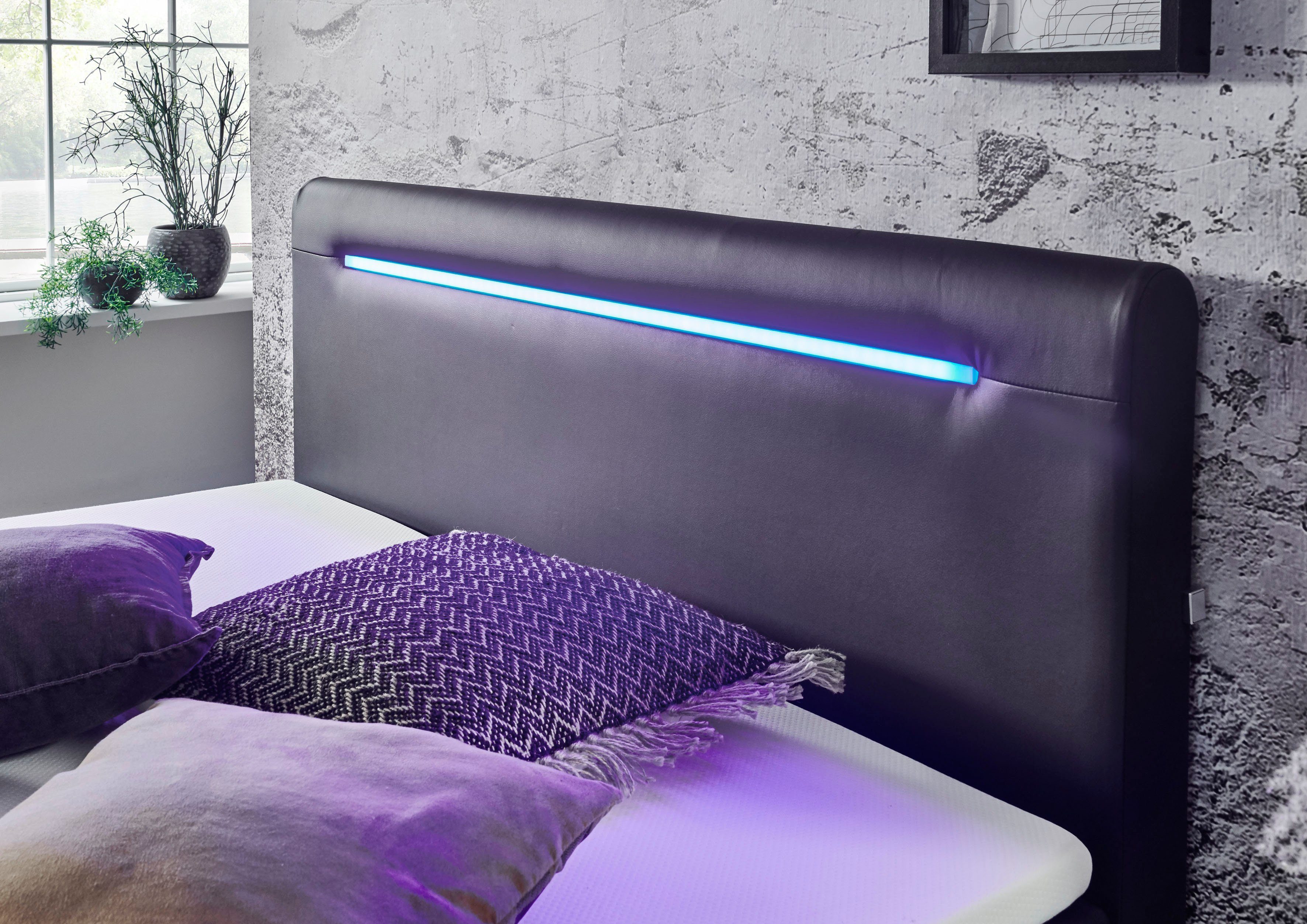 meise.möbel Boxbett Candela, mit LED-Beleuchtung, Bettkasten und Topper