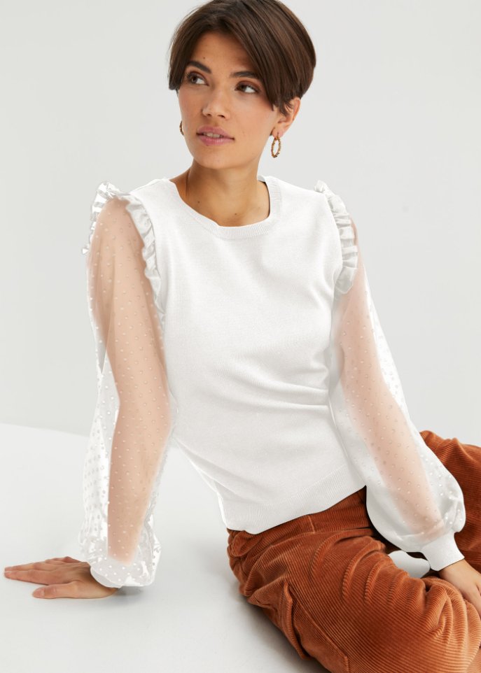 Pullover mit Spiztenärmeln