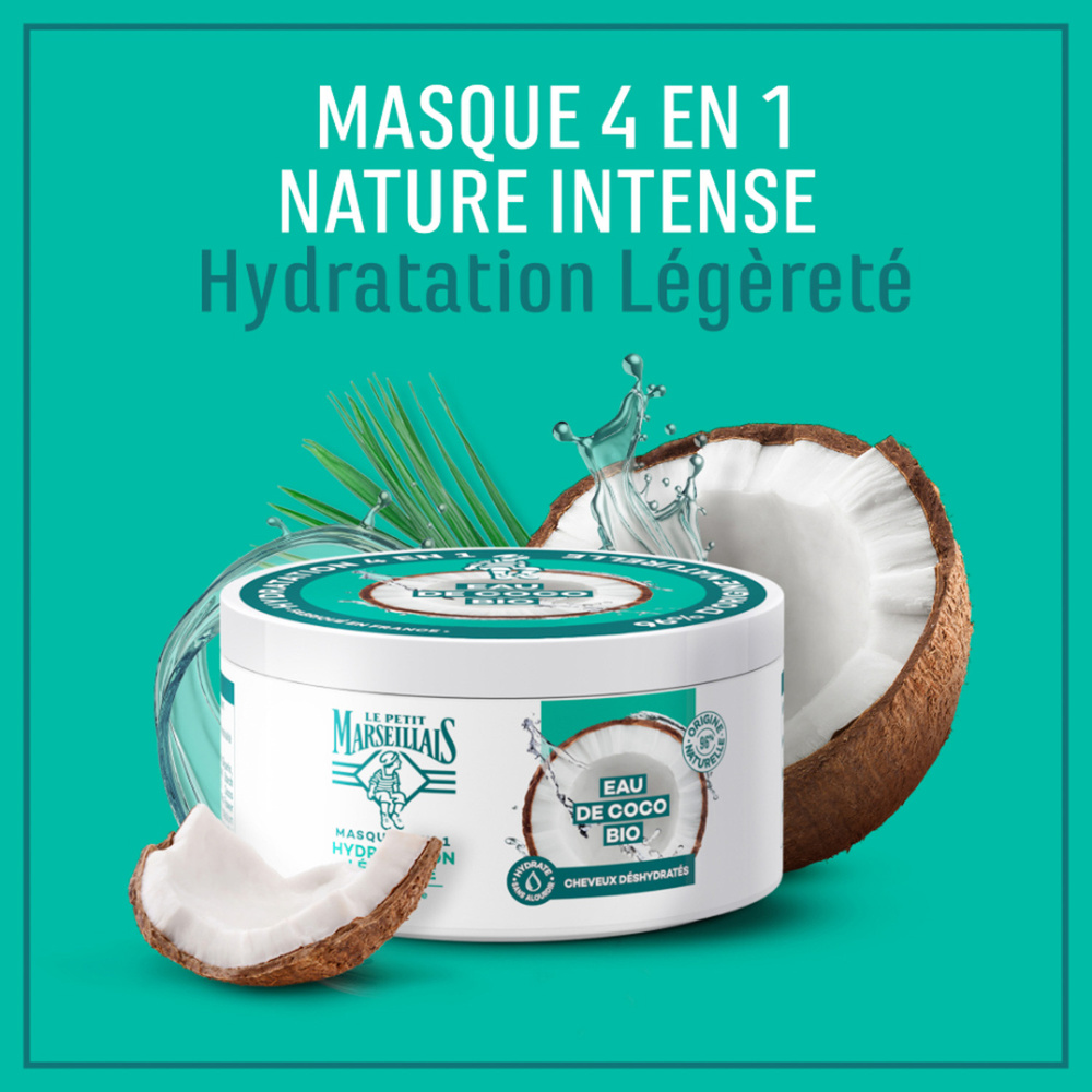 le petit marseillais Masque Hydratation Intense pour Cheveux, Infusion Calendula & Eau de Coco Masque