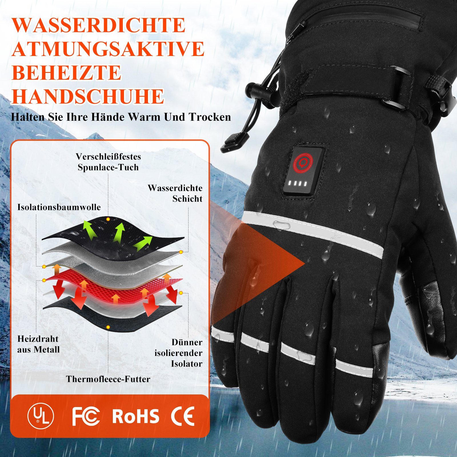 Mia&Coco Multisporthandschuhe Beheizbare Handschuhe Winterhandschuhe Thermohandschuhe