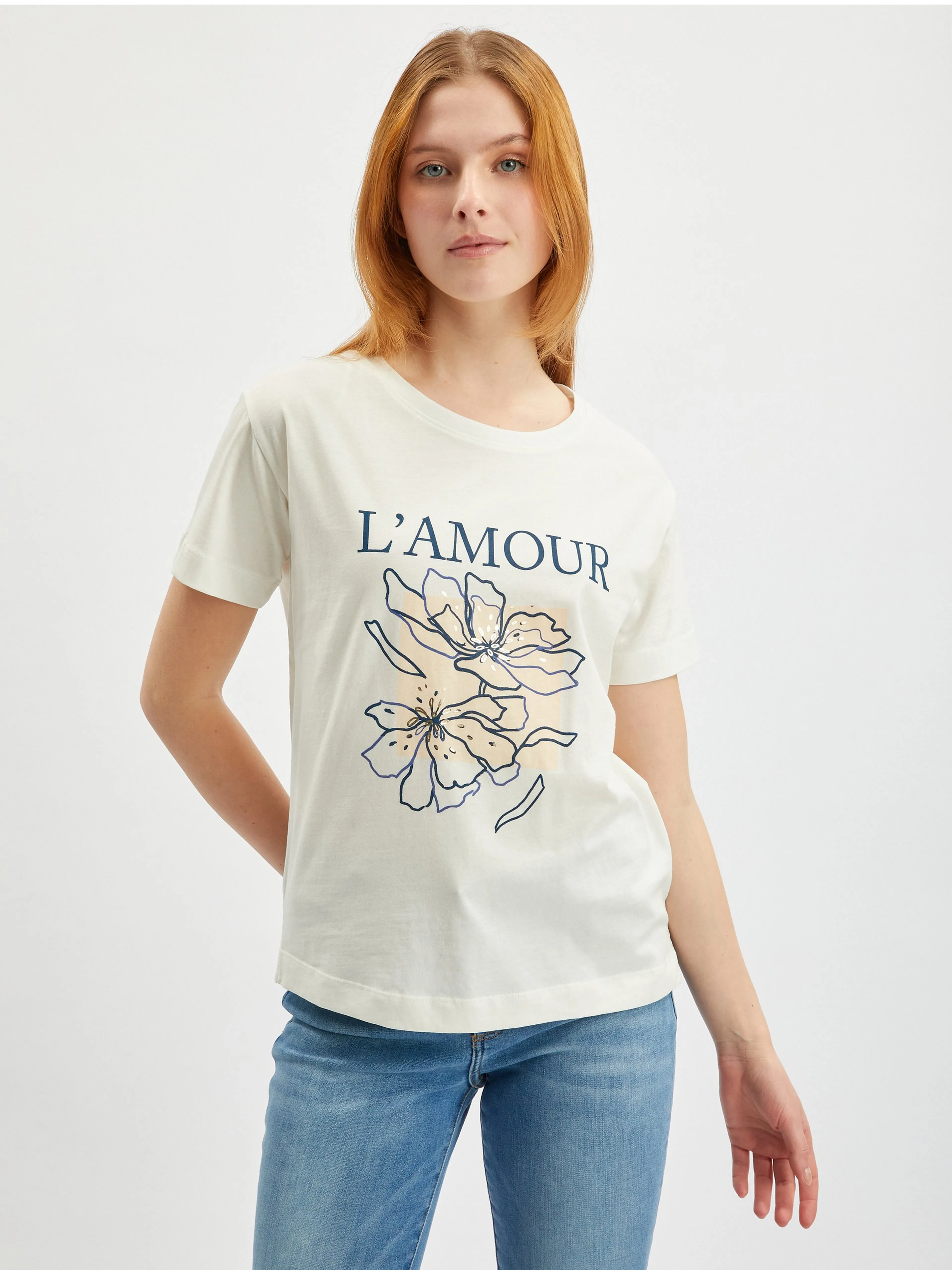 Cremefarbenes Damen-T-Shirt ORSAY