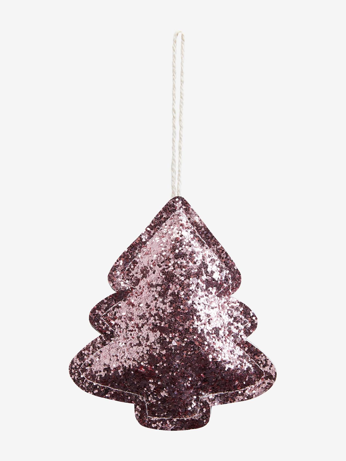 Lot de 4 décorations de Noël glitter rose