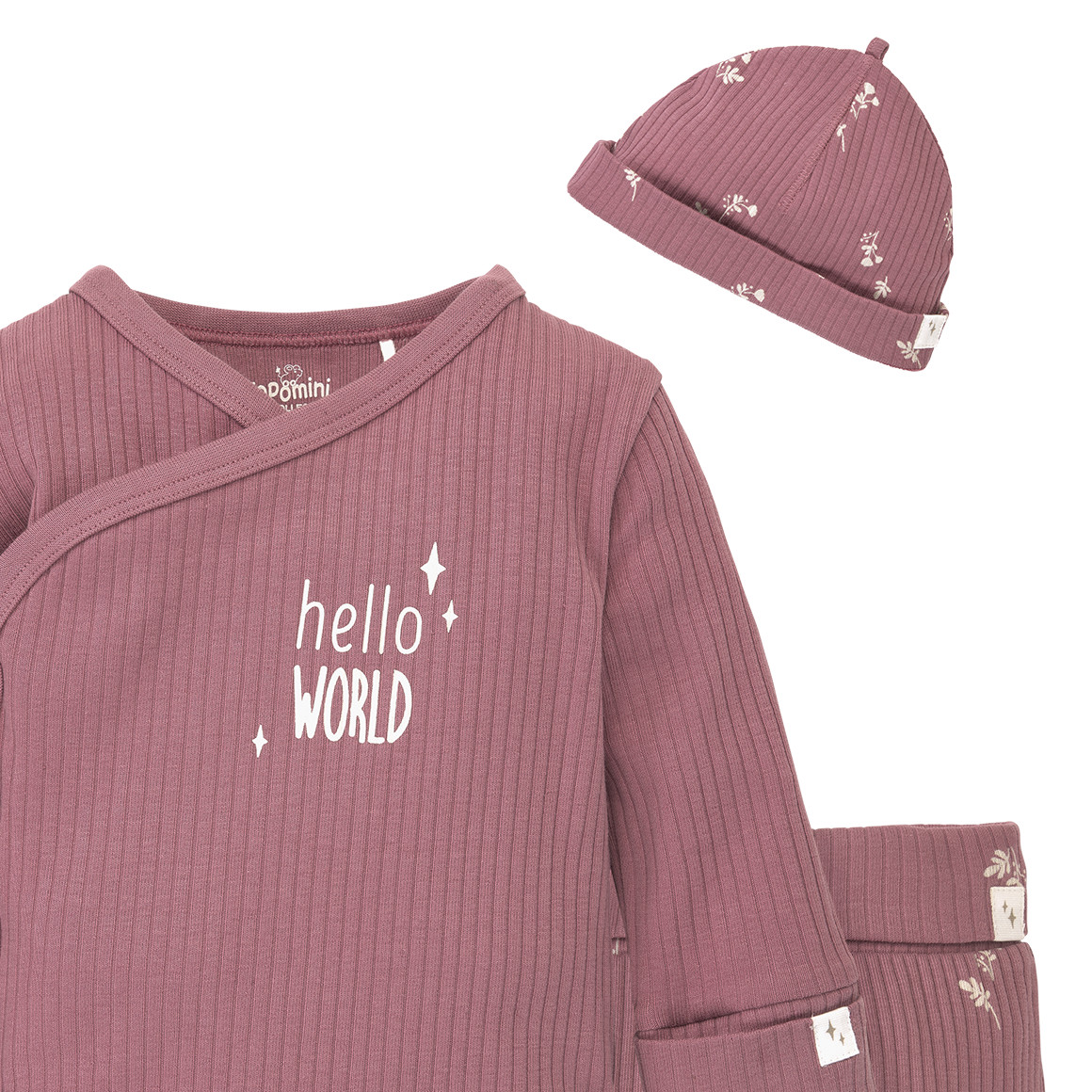 Newborn Wickelbody, Leggings und Mütze