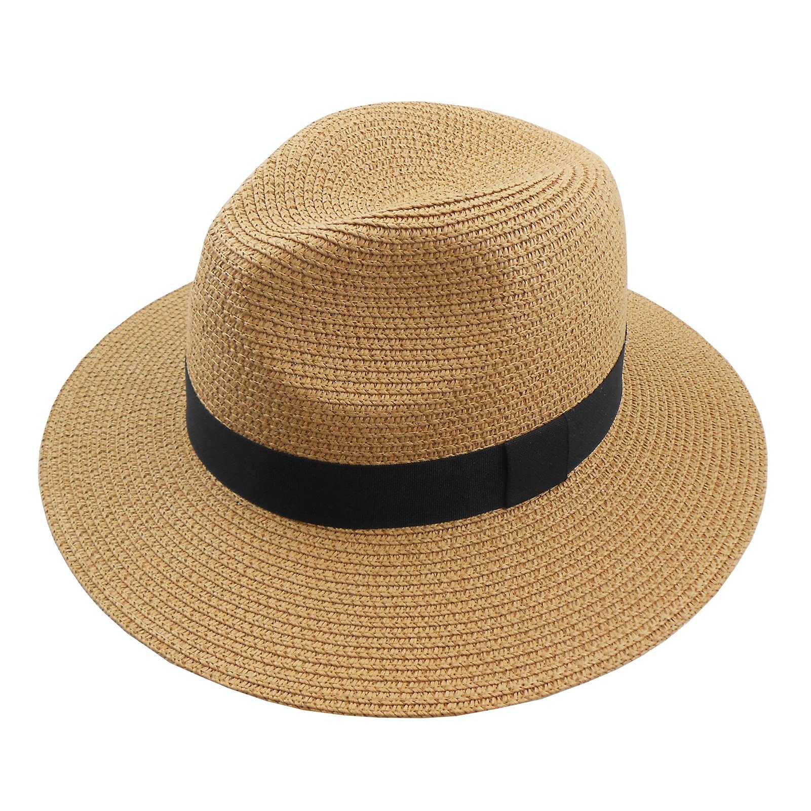 Yalion Sonnenhut Strohhut Temperament Sonnenhüte Breiter Krempe Strandmütze Beige
