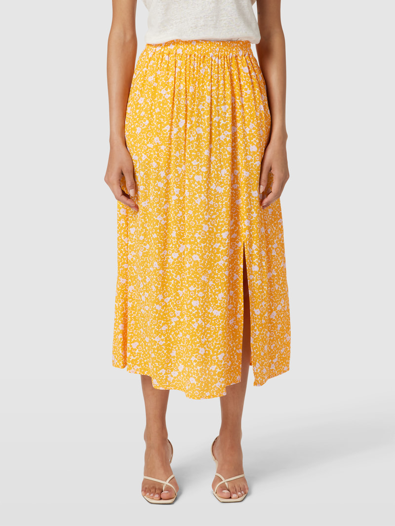 Midirock mit floralem Muster in apricot