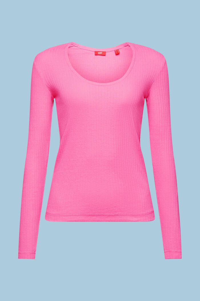 Pointelle-T-Shirt mit weitem Rundhalsausschnitt