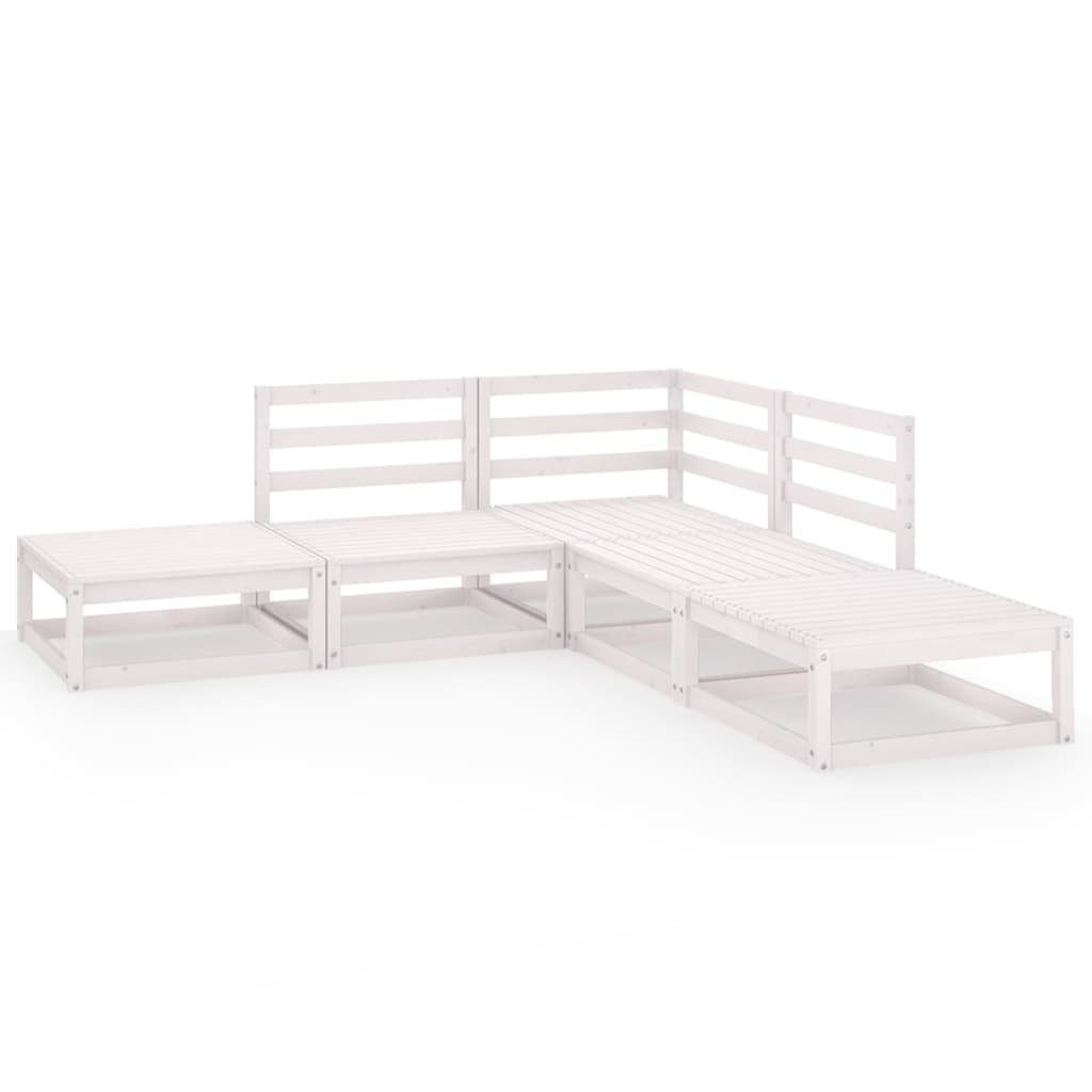 vidaXL Gartenlounge-Set 5-tlg. Garten-Lounge-Set Weiß Kiefer Massivholz, (1-tlg)