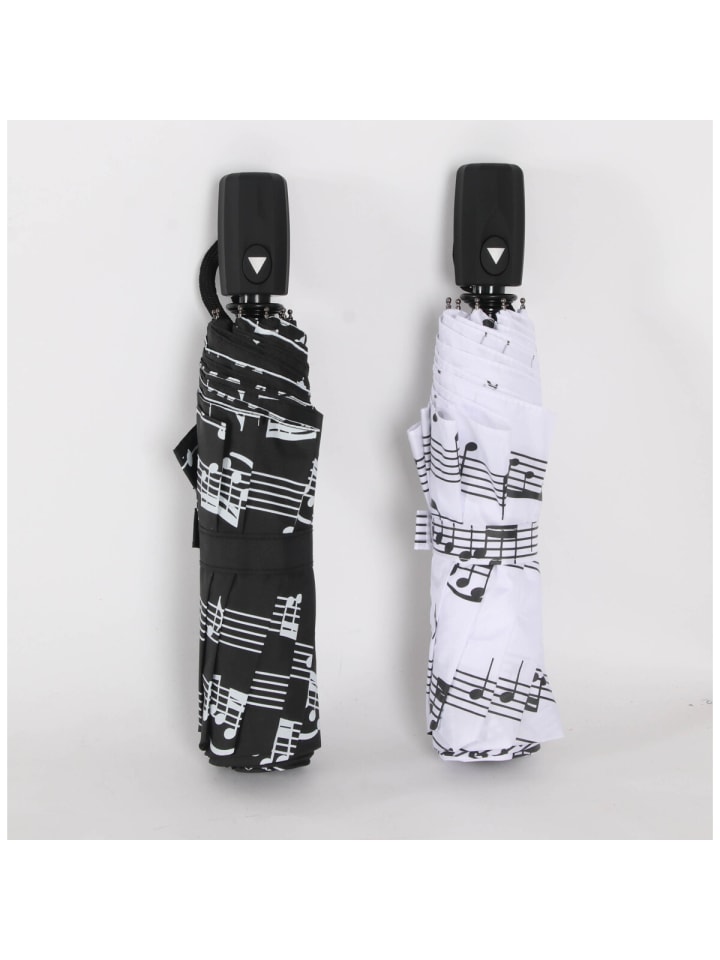 COFI 1453 Teleskop Taschenschirm mit Schutzhülle ?100 cm mit Notenmuster in Schwarz günstig kaufen onesize