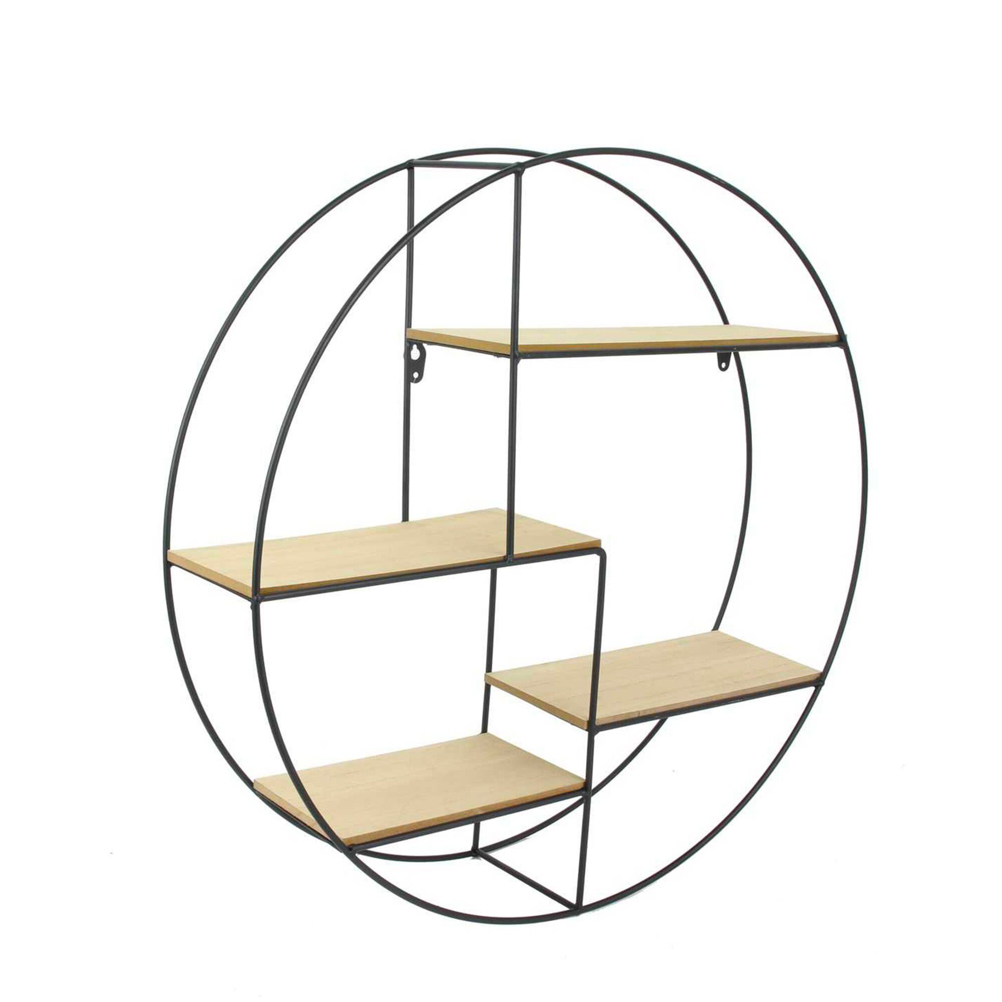 Etagère ronde en métal et bois