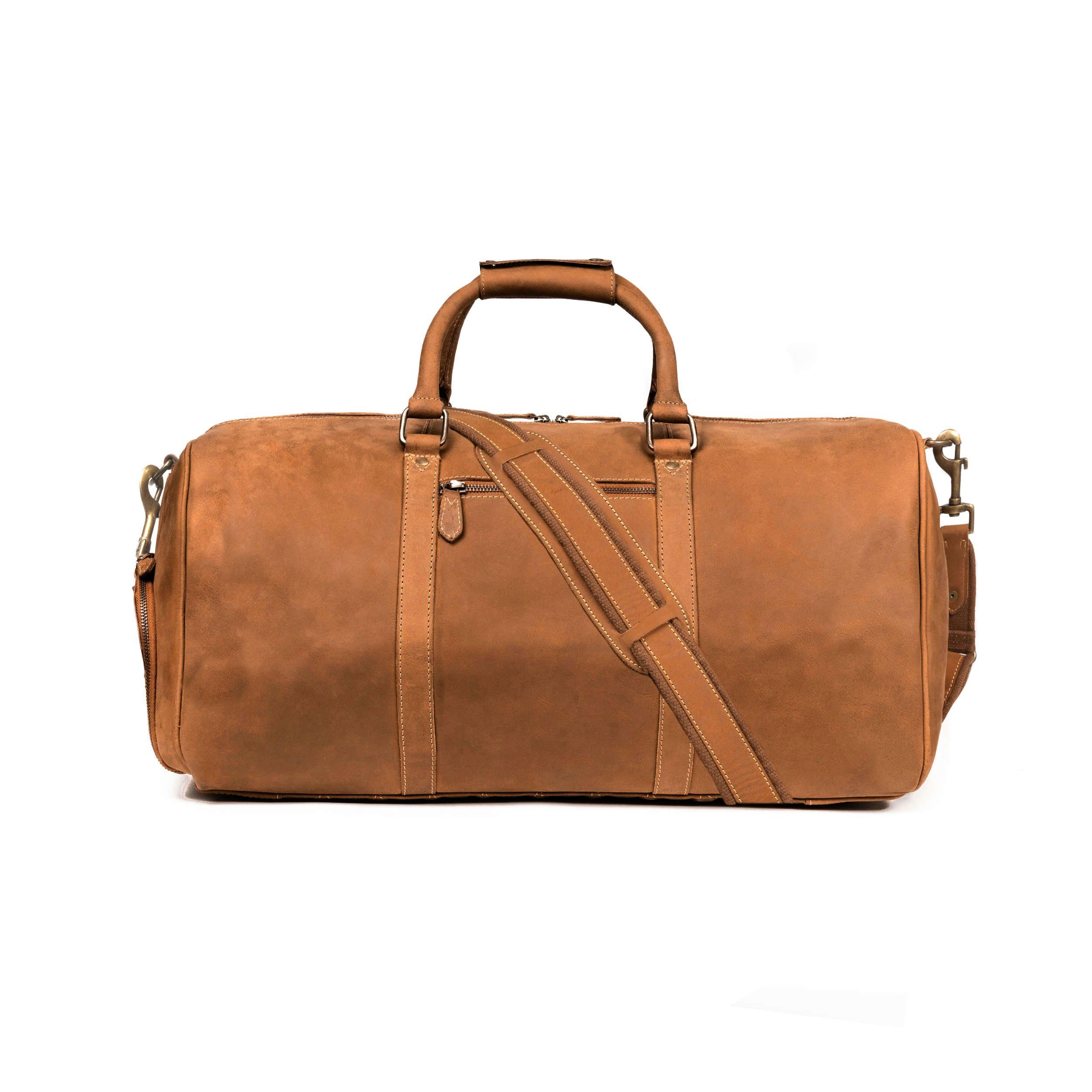 DRAKENSBERG Reisetasche Weekender Finn Cognac-Braun, mit Schuhfach für Damen und Herren, Sporttasche, aus Premium Leder
