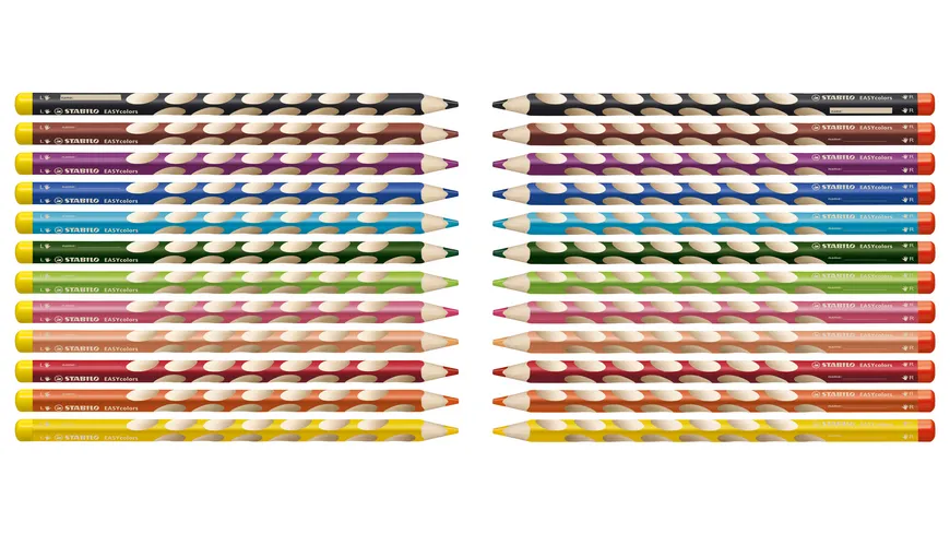 STABILO® Ergonomischer Buntstift für Linkshänder - STABILO EASYcolors - 12er Pack mit Spitzer - mit 12 verschiedenen Farben sortiert