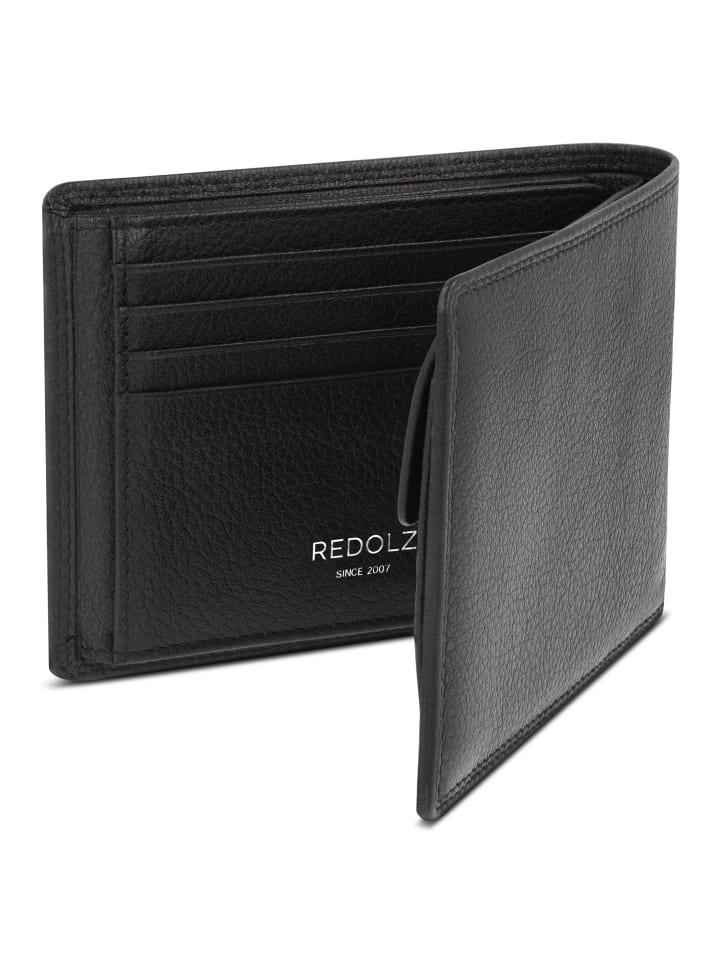 Redolz Leather Essentials QF Geldbörse RFID Leder 12 cm ausklappbar in black günstig kaufen onesize