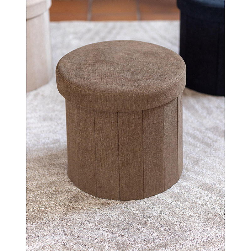 Home Puff m/oppbevaring ø 38 cm sammenleggbar brun Lisa