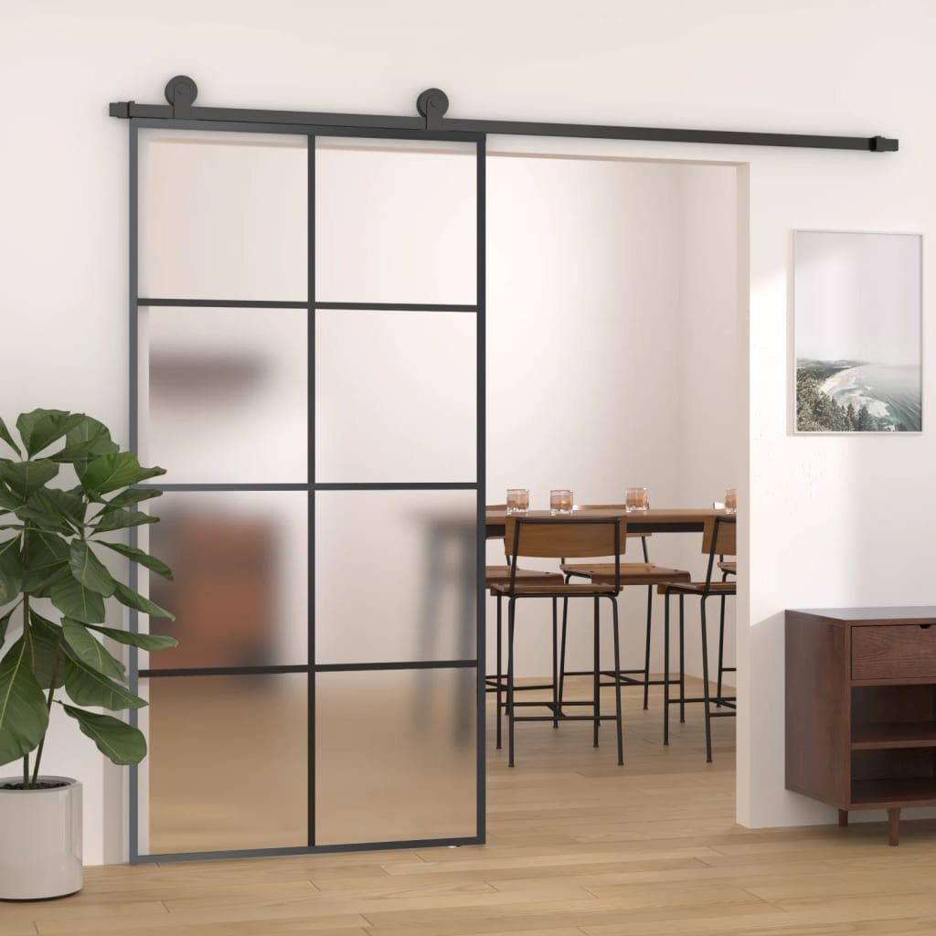 vidaXL Haustür Schiebetür mit Beschlag 102,5x205 cm ESG-Glas & Aluminium (1-St)