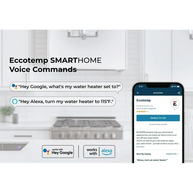 Eccotemp SmartHome 4.0 Gallon Electric Mini Tank Water Heater with Voice Commands