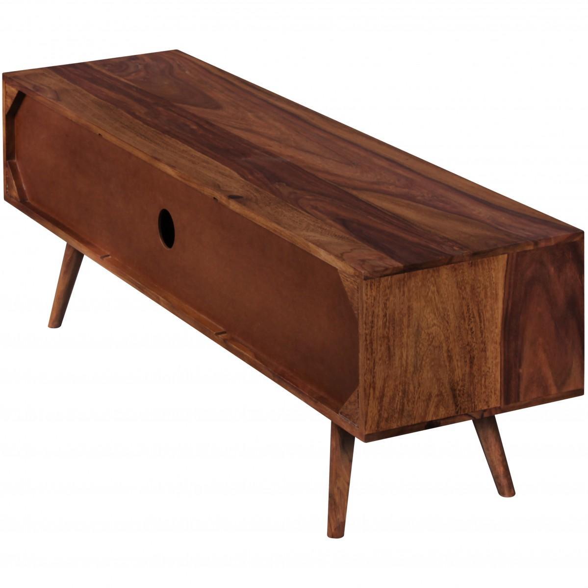 Wohnling TV Lowboard REPA Massiv-Holz Sheesham Braun/Weiß