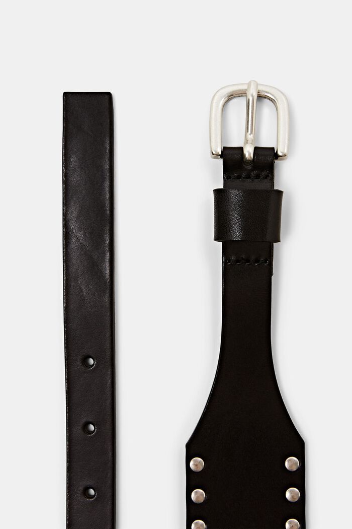 Taillengürtel mit Nieten, 100 % echtes Leder