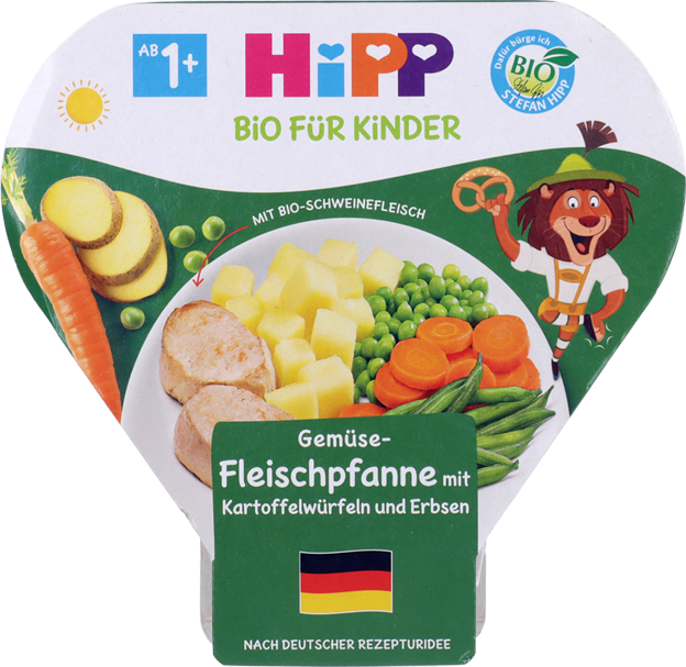 HiPP Bio Gemüse-Fleischpfanne mit Kartoffelwürfeln & Erbsen