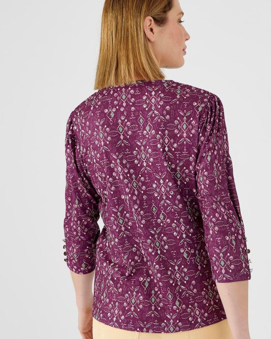 Tee-shirt en jacquard fantaisie, manches 3/4