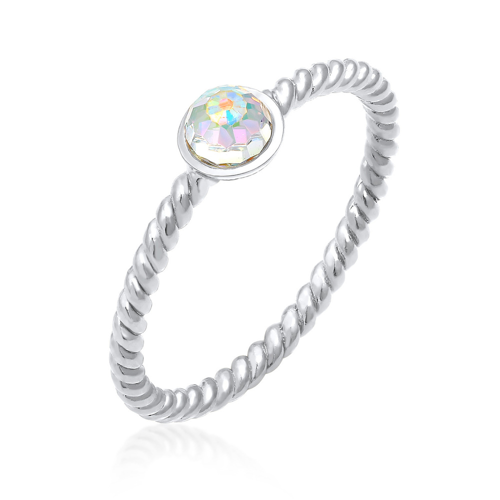 Elli Elli Bague Femmes Solitaire Twisted avec cristaux en argent sterling 925 plaqué o Bague
