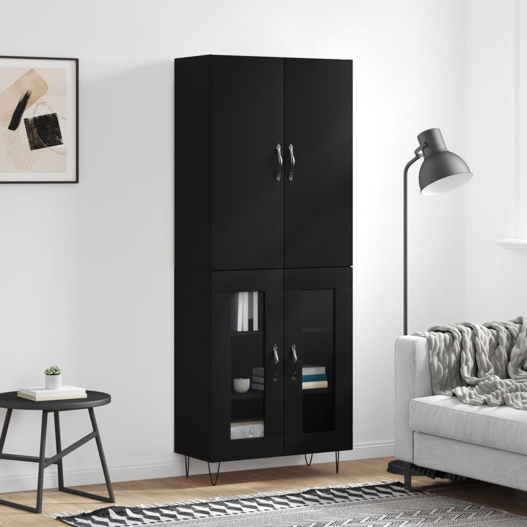 vidaXL Sideboard Highboard Schwarz 69,5x34x180 cm Holzwerkstoff (1 St)