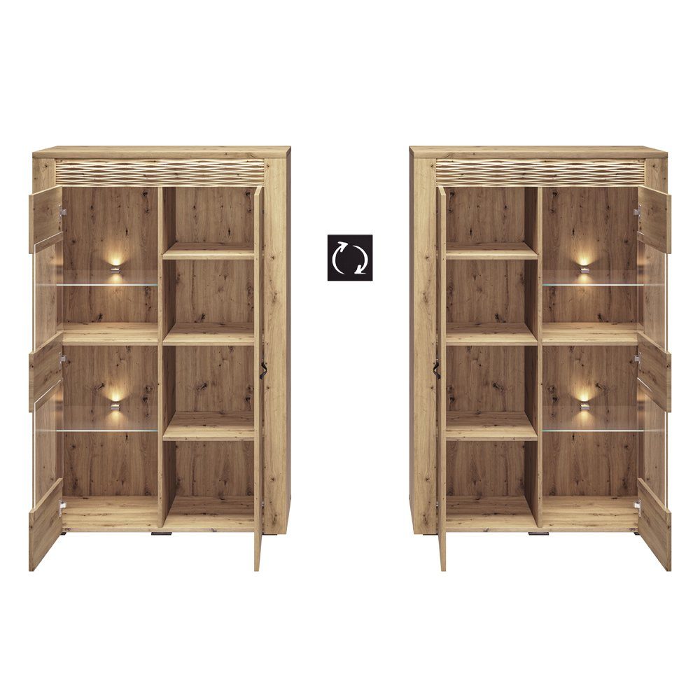 Lomadox Wohnwand ARTA-131, (4-St., 4-tlg), Artisan Eiche Nb. 325/200/40 cm