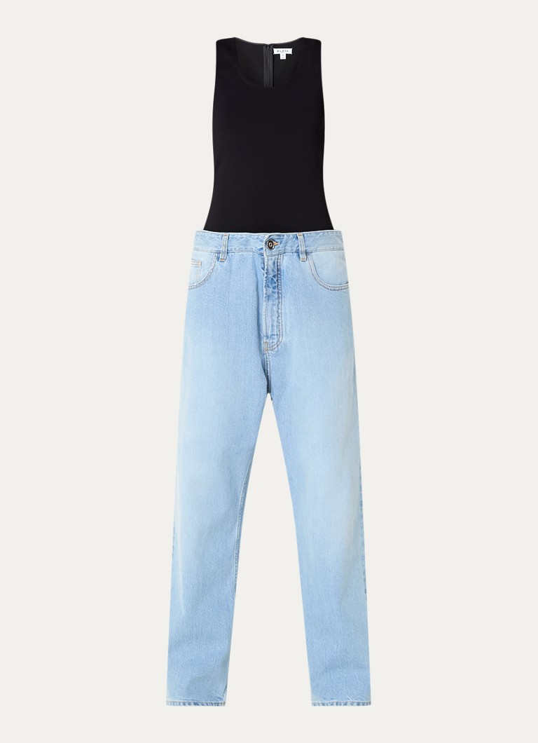 Alaïa light wash denim jumpsuit