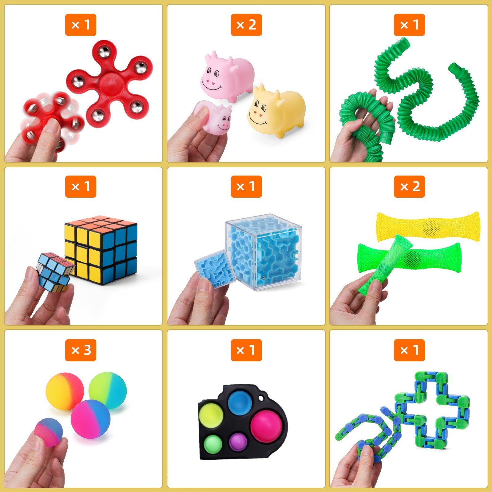 Coradoma Lernspielzeug Fidget Toys Set - Anti Stress Spielzeug Pop It Squishy Mochi Sensorik (27-St)