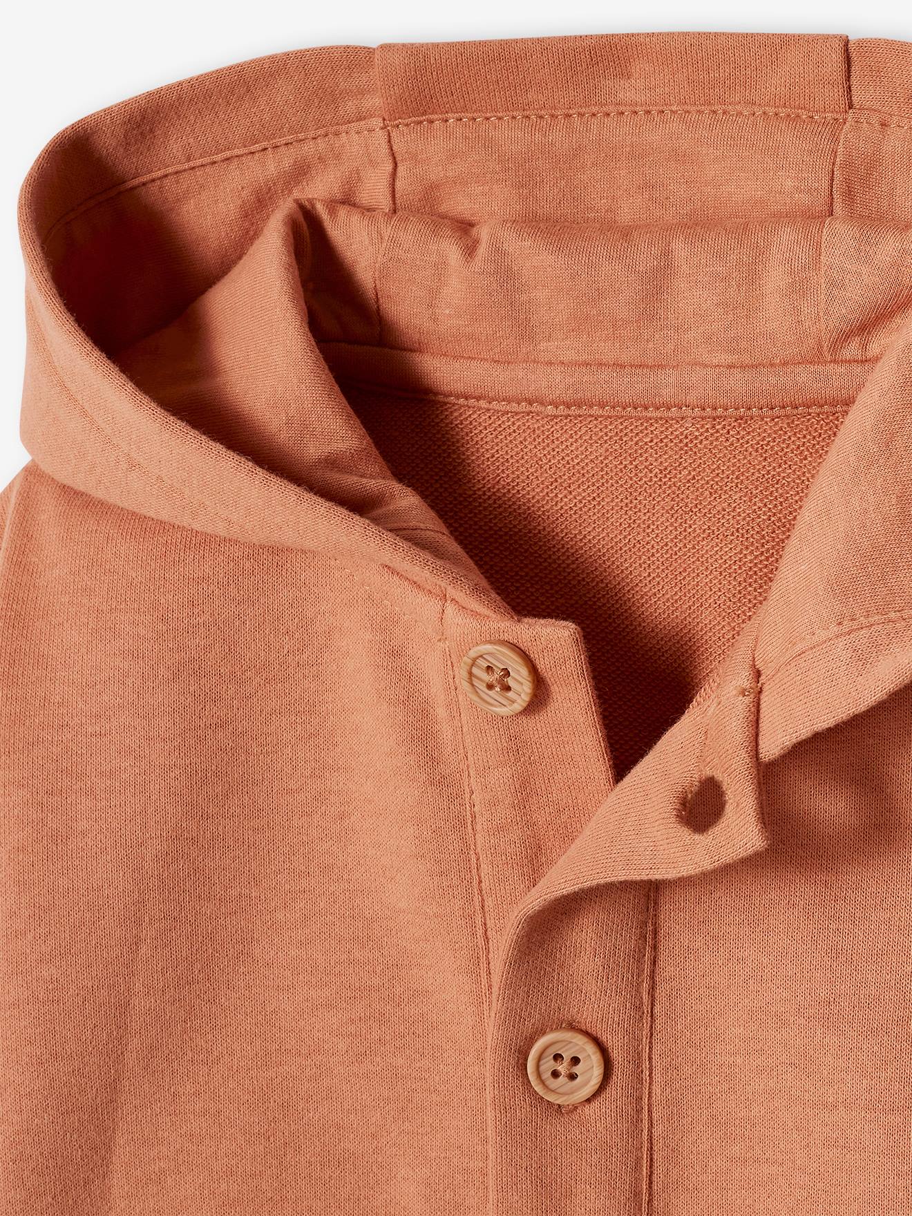 Cardigan à capuche bébé en molleton rouille