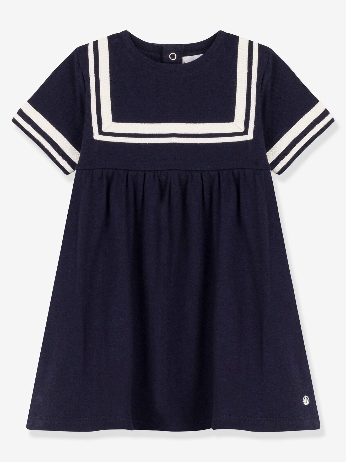 Robe manches courtes en coton bio PETIT BATEAU bleu