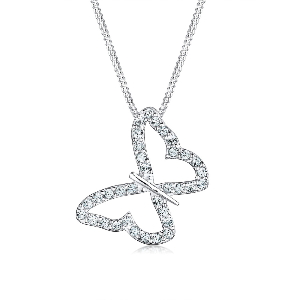 Elli Elli Collier Femme Papillon avec Cristal en Argent Sterling 925 collier