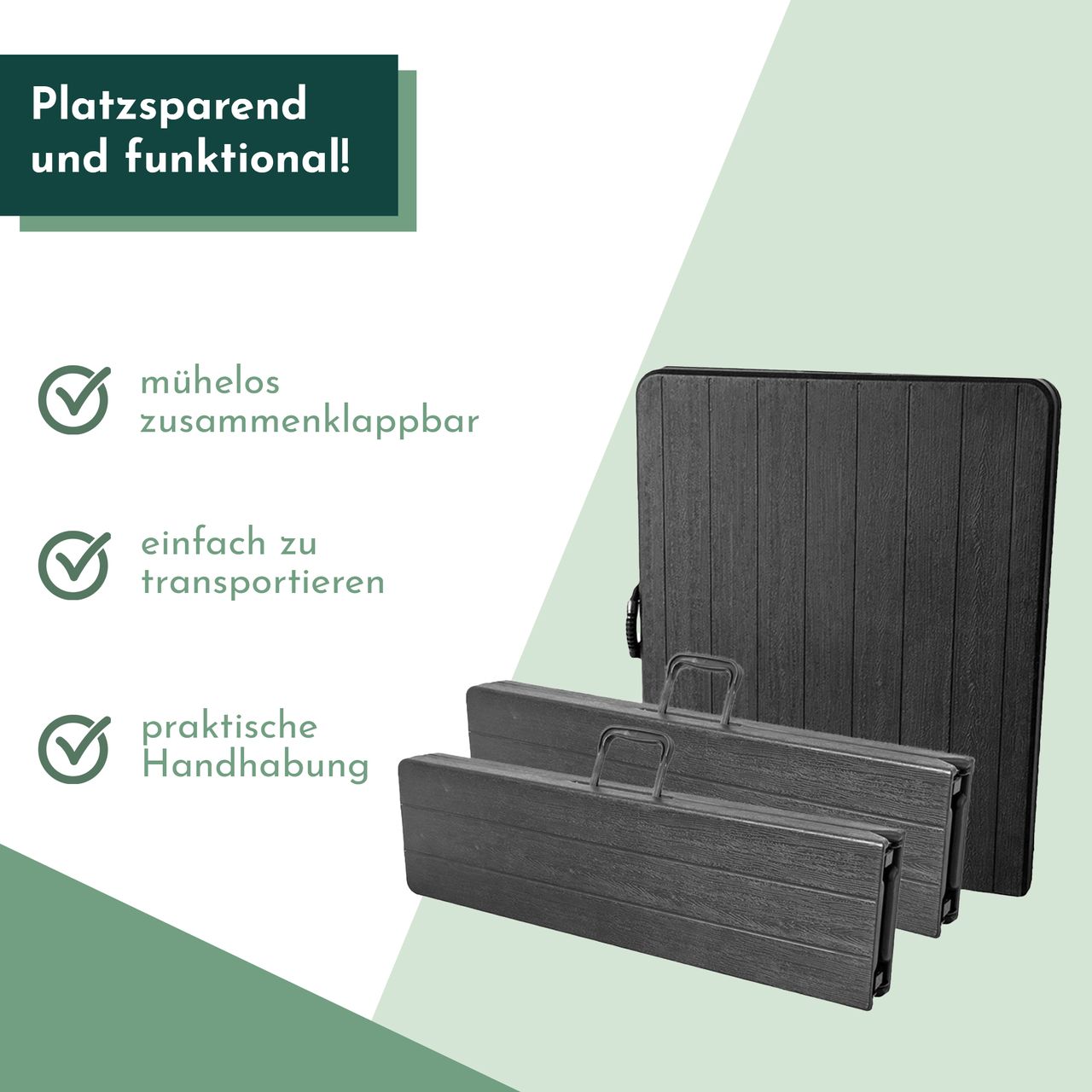 Lemodo Bierzeltgarnitur Set mit 2x Bierbank und 1x Buffettisch, klappbare Biertischgarnitur