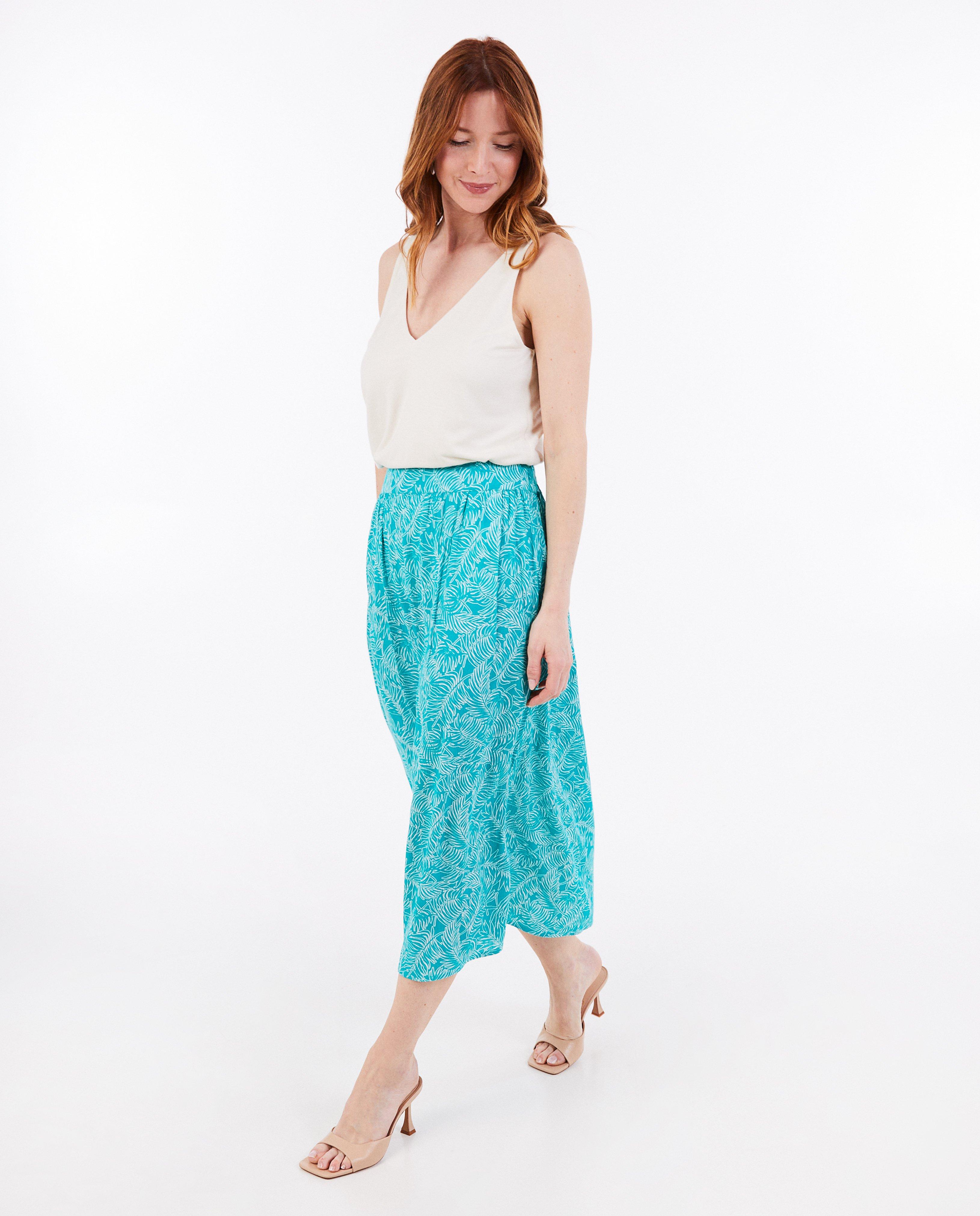 Sora Rok med plantprint khaki