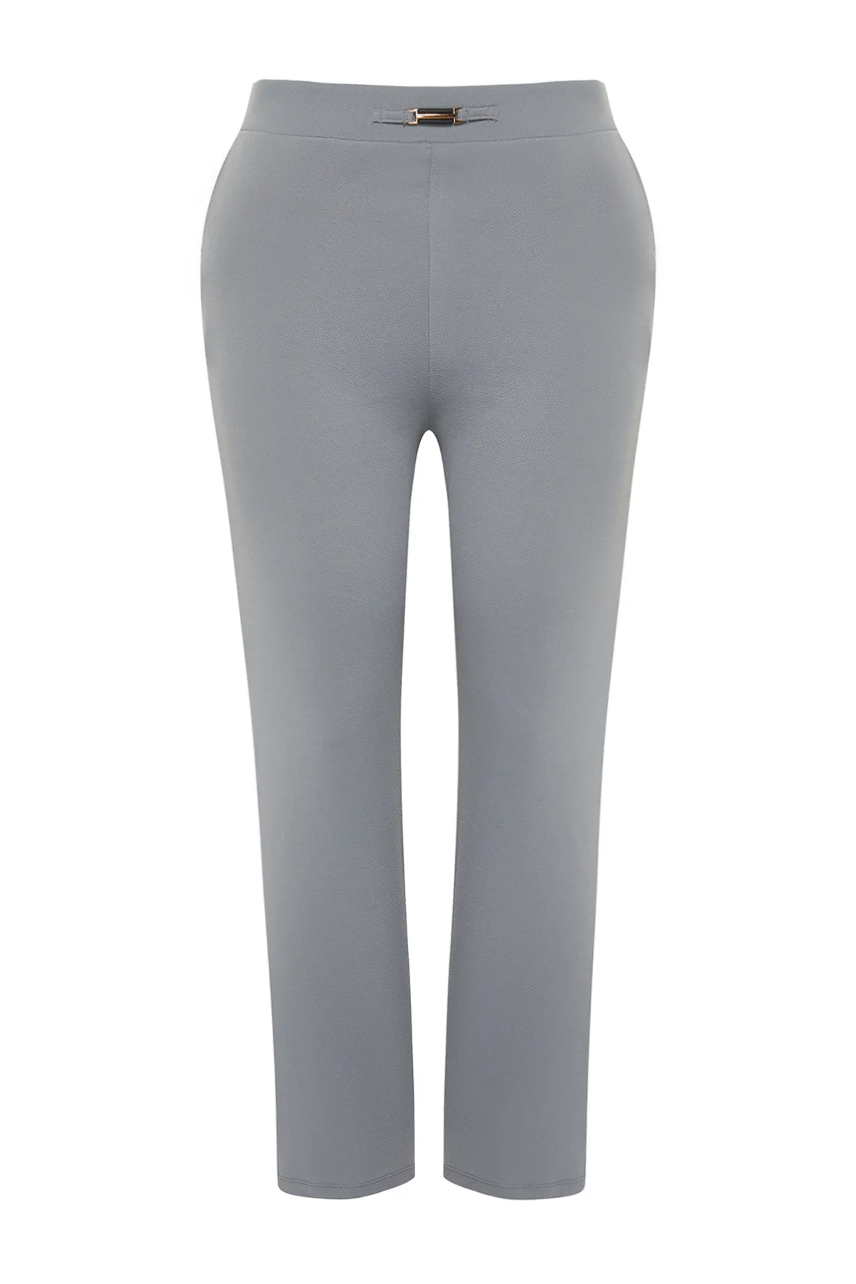 Trendyol Curve  Graue, detaillierte Strickhose mit Zigarettenzubehör TBSSS24AR00023