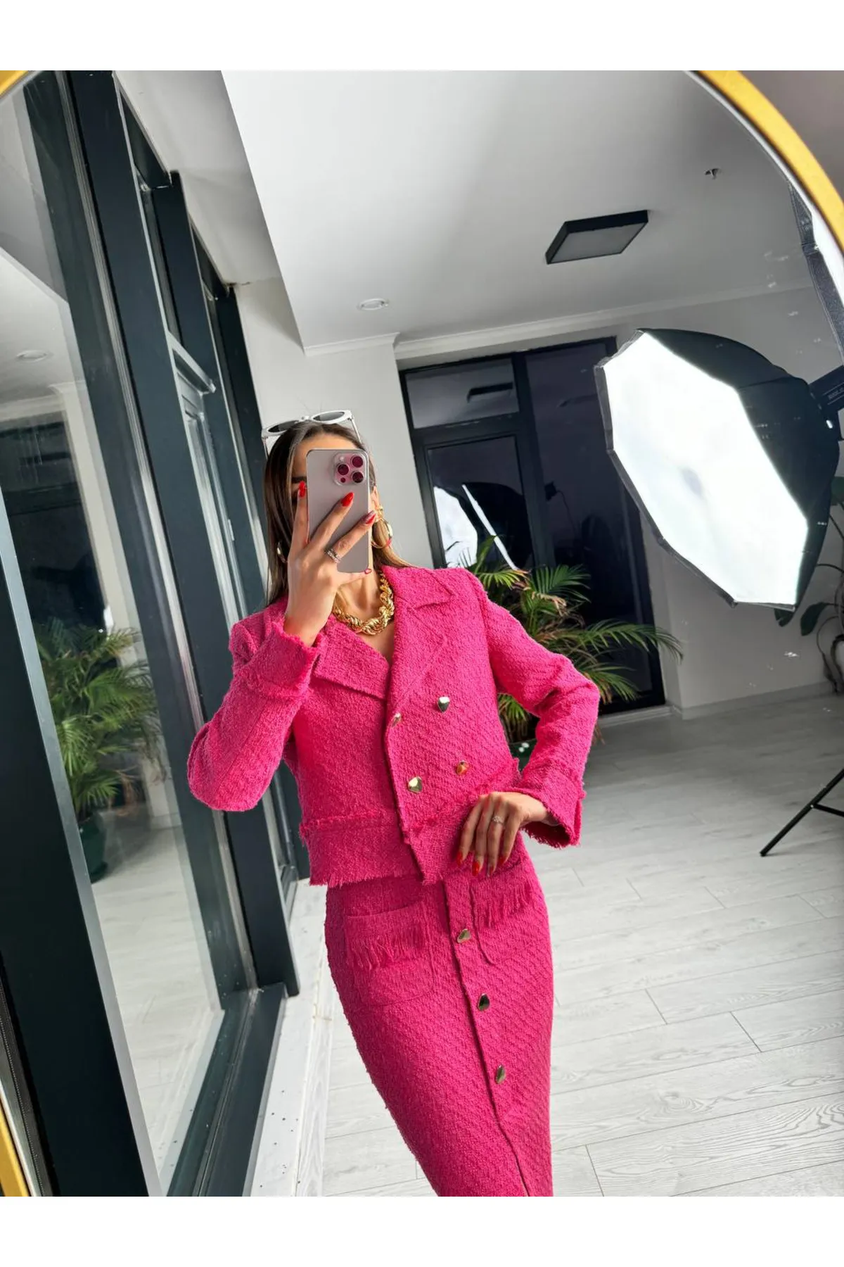 Laluvia  Fuchsia Design Tuvid-Anzug mit Quasten und Schlitz