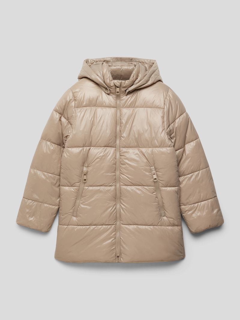 Steppjacke mit Reißverschlusstaschen in beige