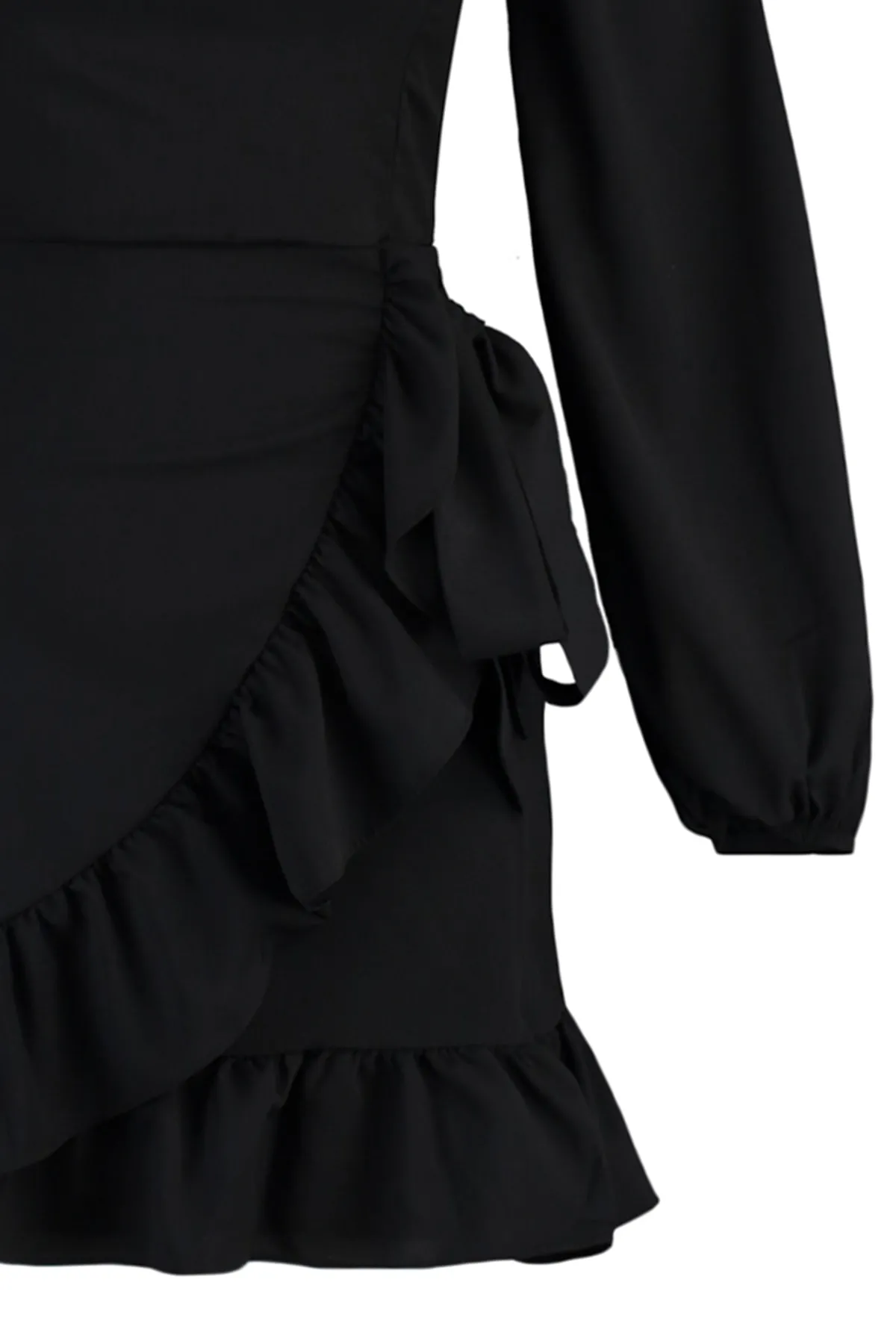 Trendyol Collection  Schwarzes Volant-Super-Mini-Webkleid TWOAW23EL00399