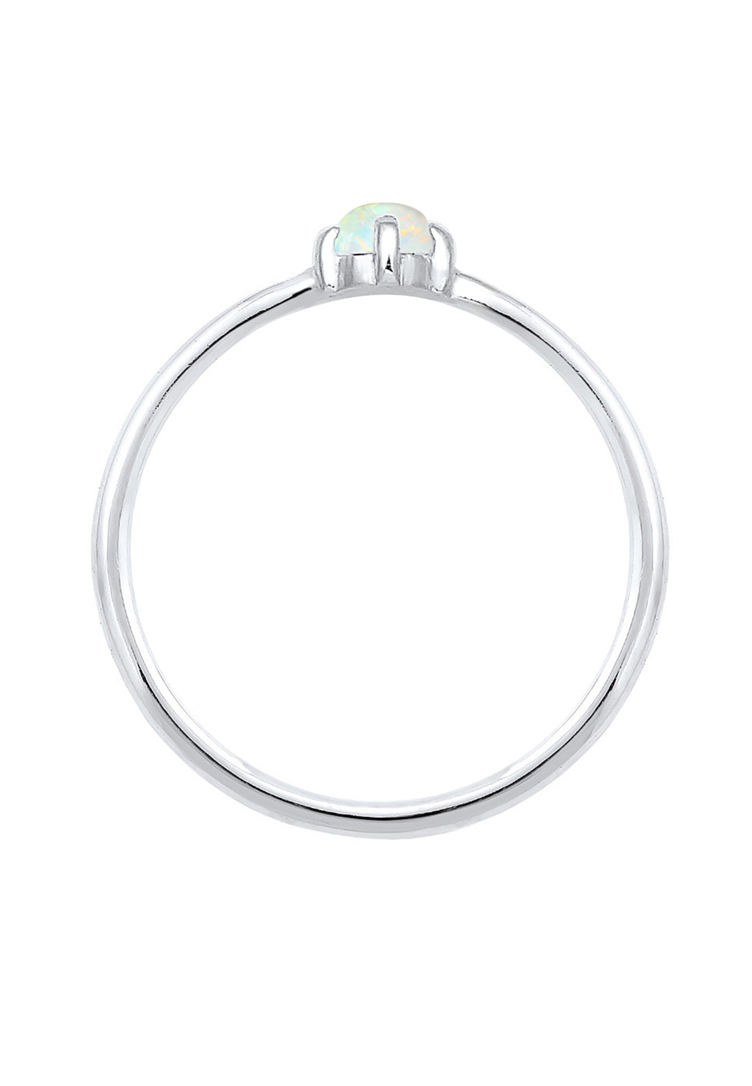 Anillo básico geométrico Elli para mujer con ópalo sintético en plata de ley 925