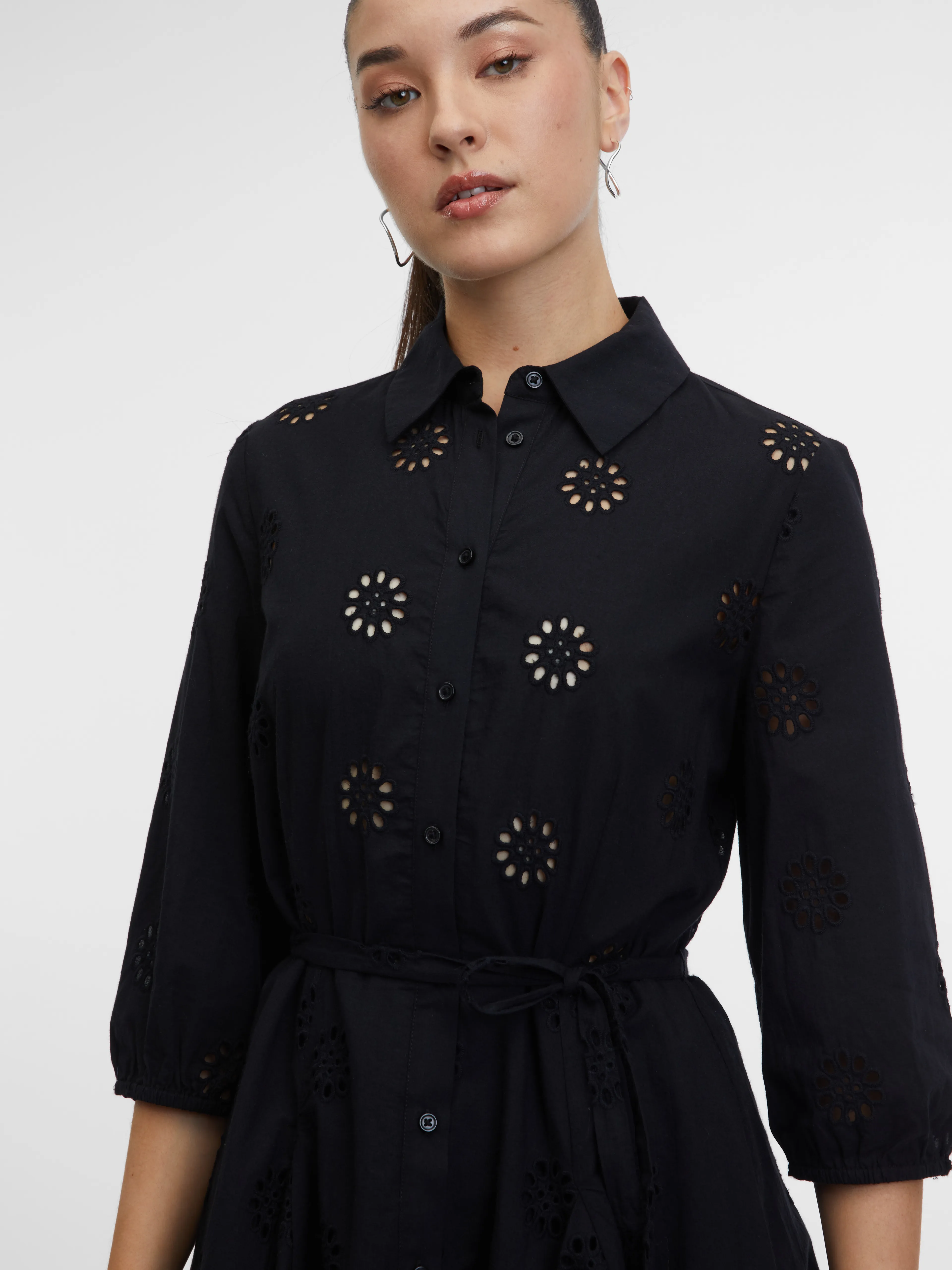 Schwarzes Damen-Hemdkleid ORSAY