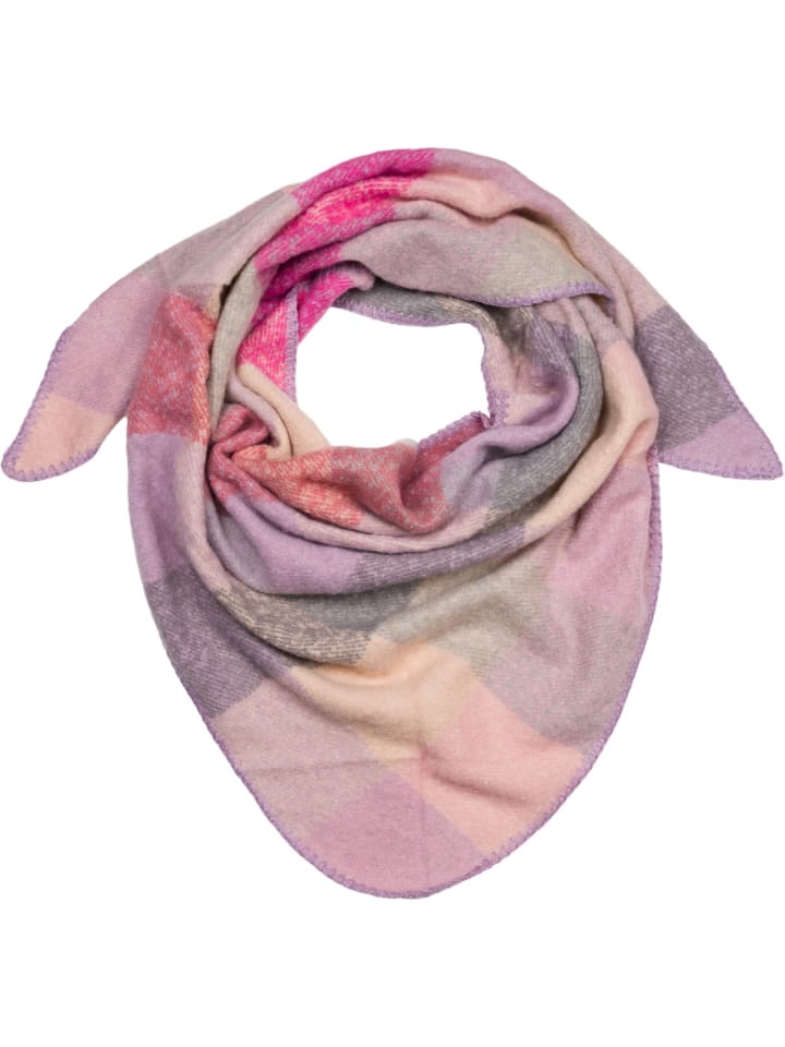 styleBREAKER Karo Dreiecksschal in Flieder-Pink-Grau günstig kaufen onesize