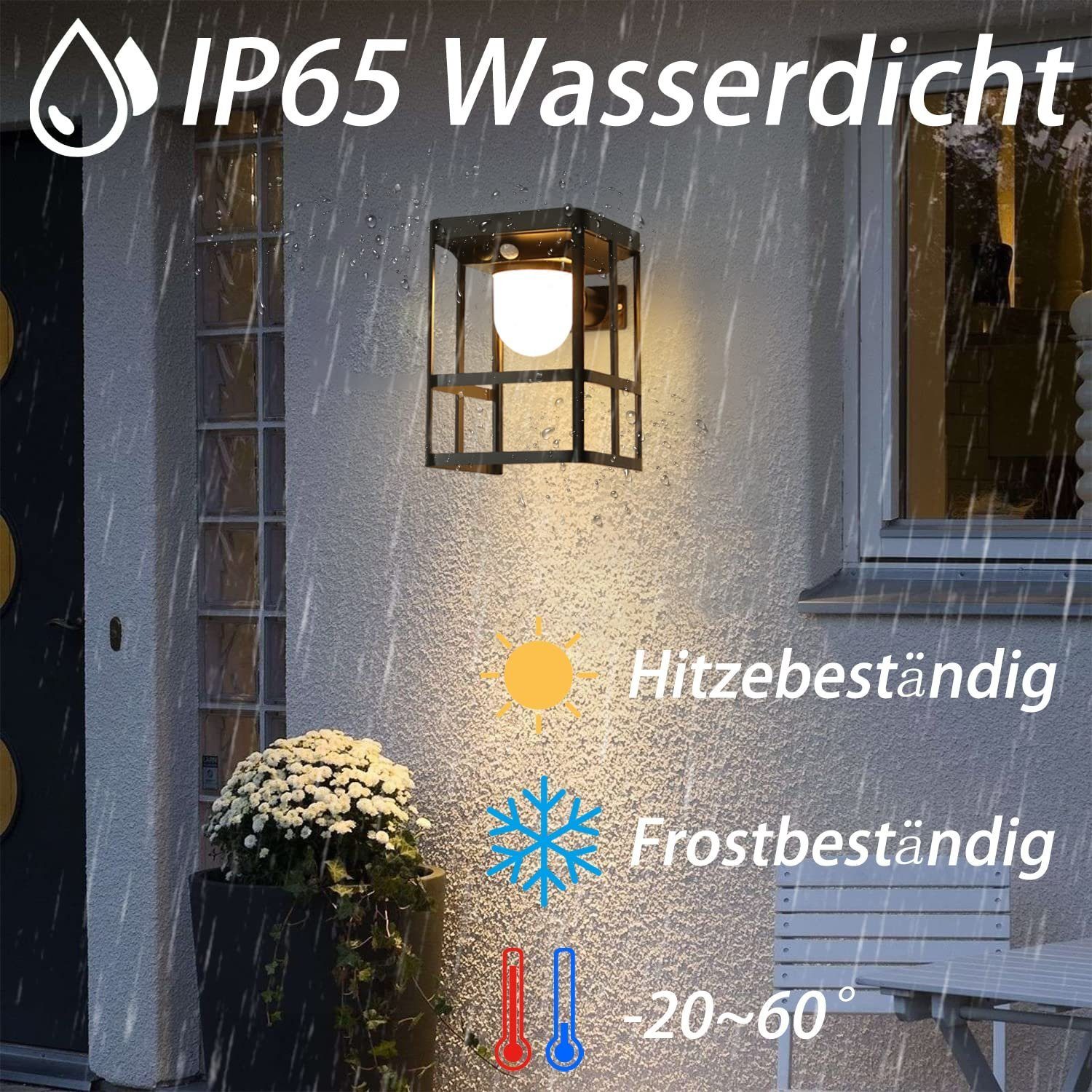 ZMH LED Solarleuchte 2er Außen Bewegungsmelder 1800mAh Garten Wasserdicht 180°, LED fest integriert, Tageslichtweiß