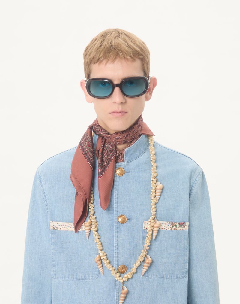Valentino Denim Safarijakke med Trykte Kanter