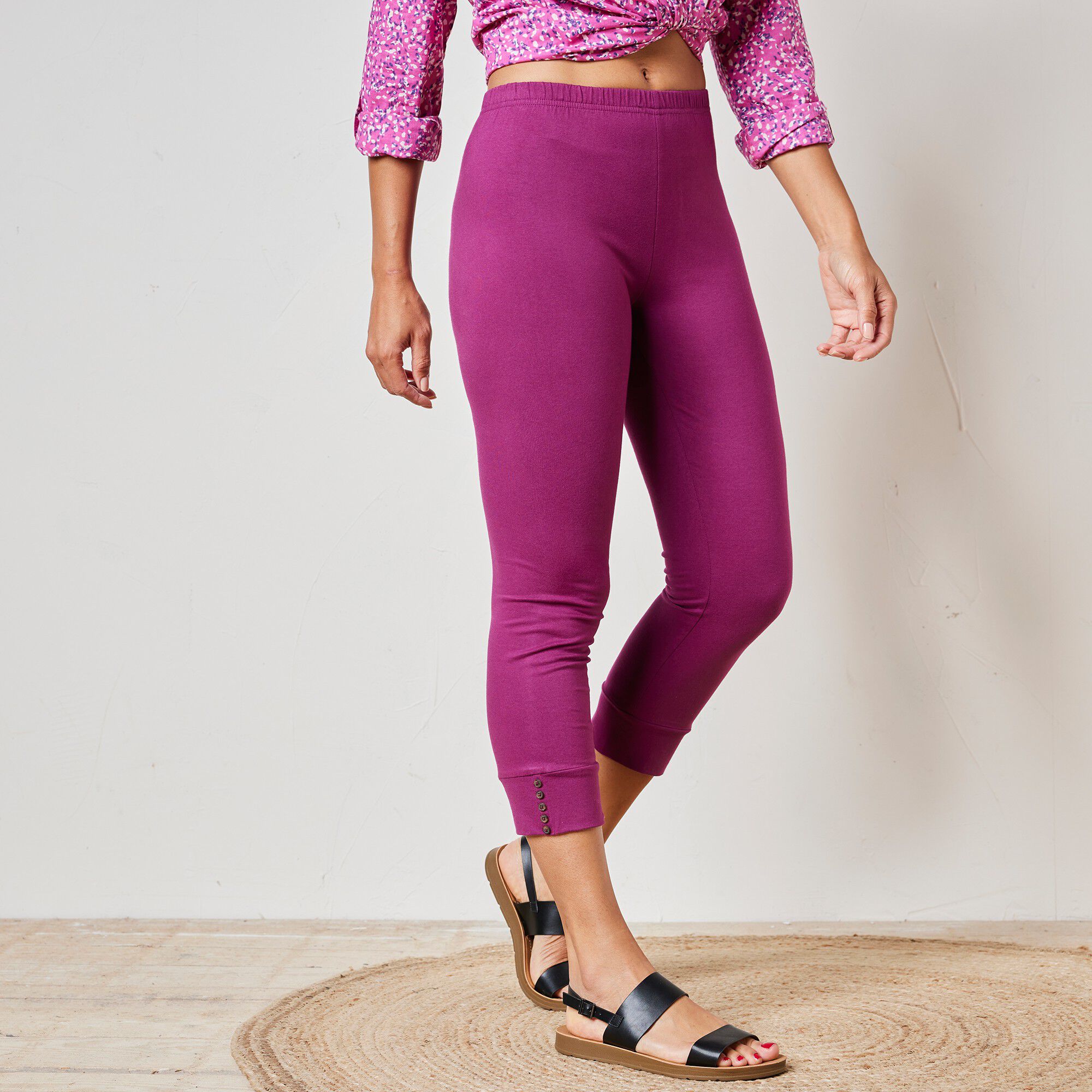 Legging 3/4, bas boutonné