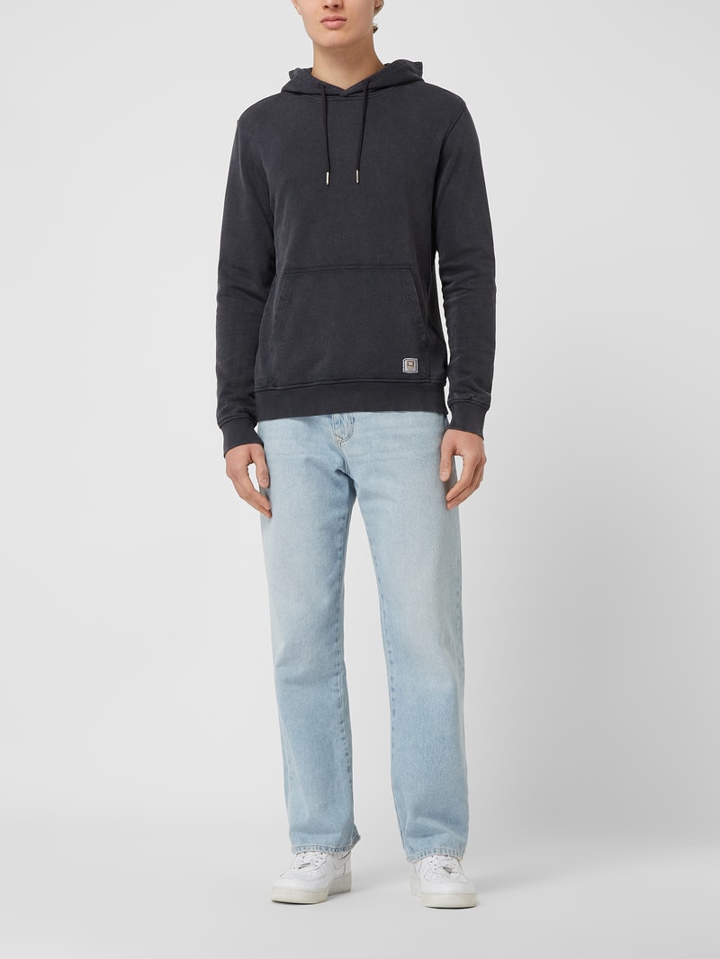 Regular Fit Hoodie aus Baumwolle Modell 'Ron' in schwarz