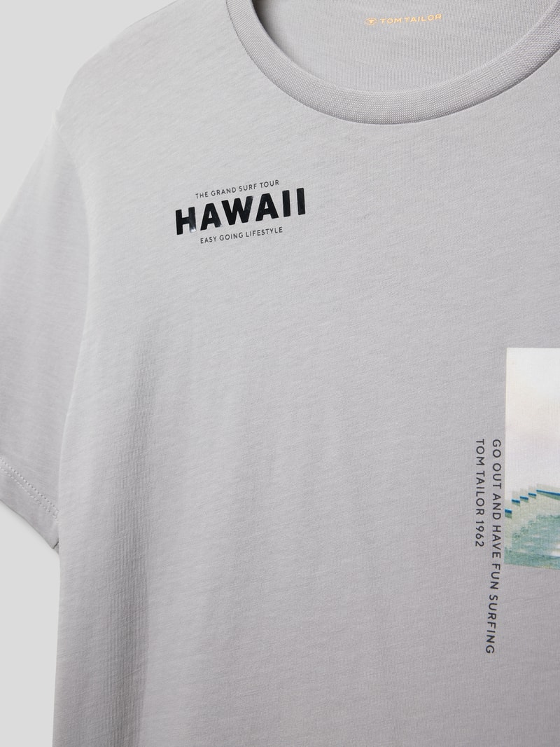 T-Shirt mit Motiv-Print in hellgrau