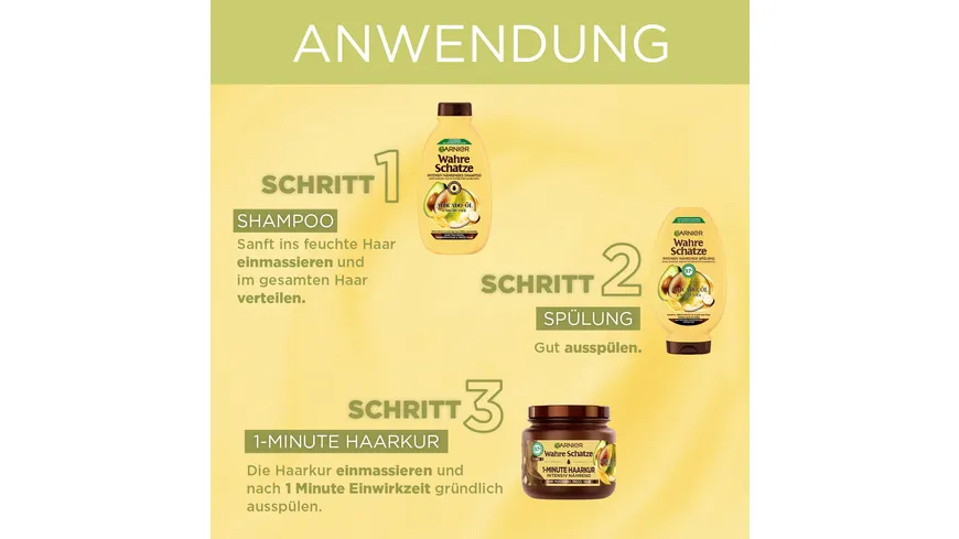Garnier Wahre Schätze Shampoo Avocado-Öl/Sheabutter - Shampoo für trockenes Haar - für ein natürliches Haargefühl 300 ml